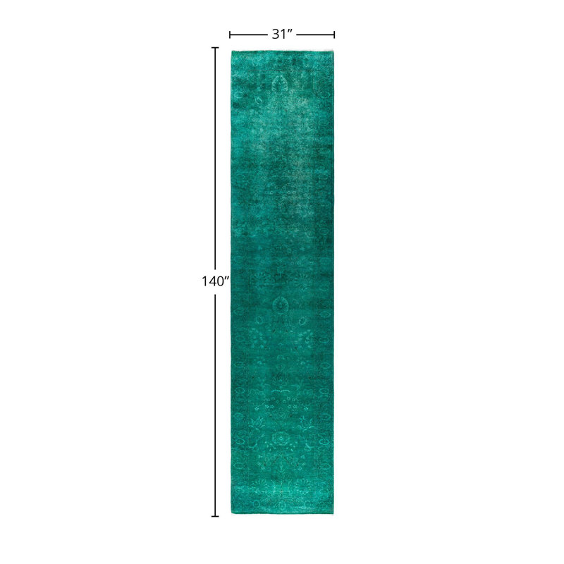 Tapis de couloir surteint 2 pi 7 po x 11 pi 8 po vert / gris Overyed