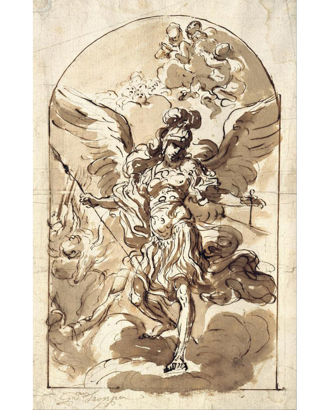 «The Archangel Michael» par Girolamo Troppa - Art mural sur toile tendue avec châssis, H 24 po x l 17 po
