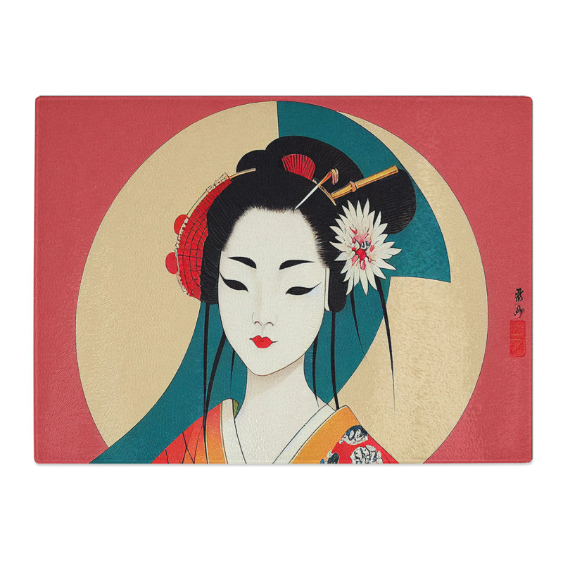 Geisha Art Deco  Glass Chopping Board