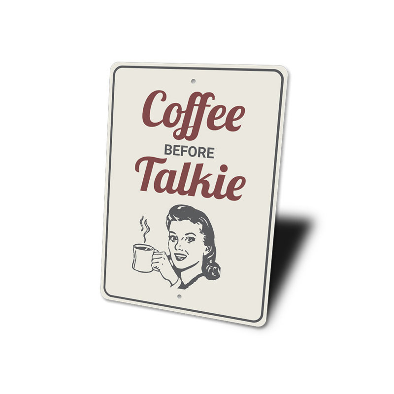 Enseigne café avant conversation en aluminium, H 18 po x l 12 po x P 0,06 po