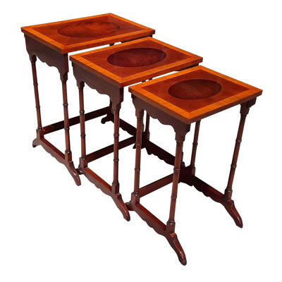 Oval Inlay Nest of 3 Tables
