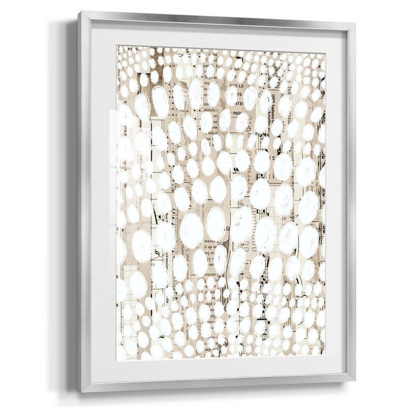 Motif rétro IV, impression sur toile encadrée, Toile avec cadre argenté, Blanc