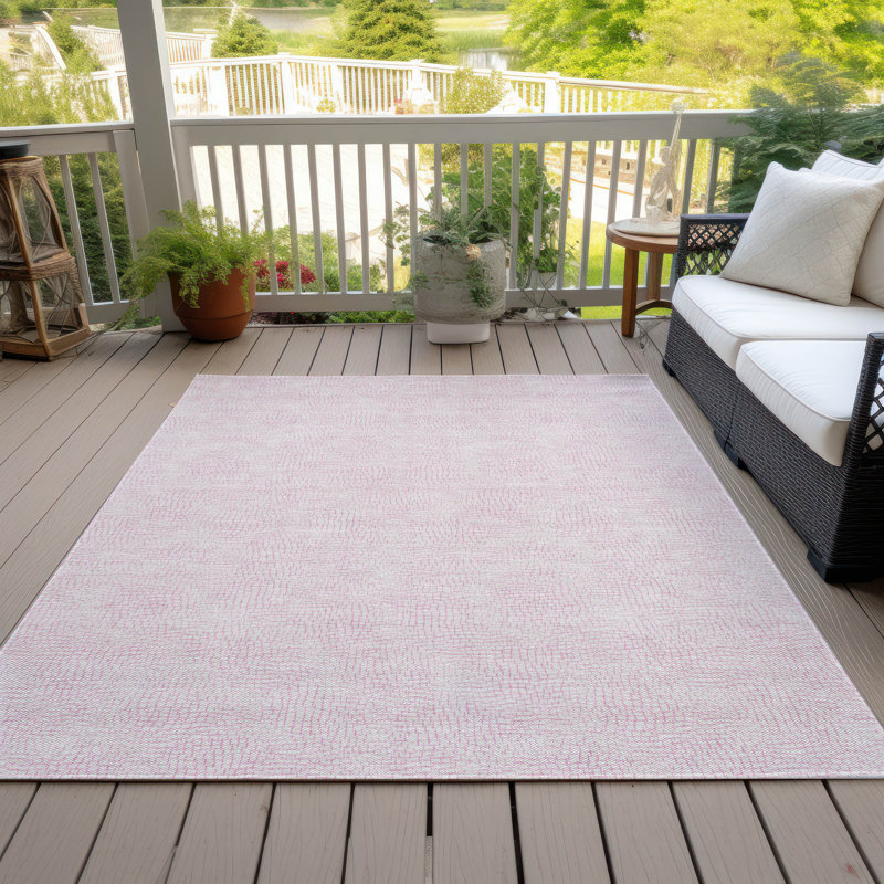 Pink Flat Woven Synthetic Washable Area Rug 46" x 30"