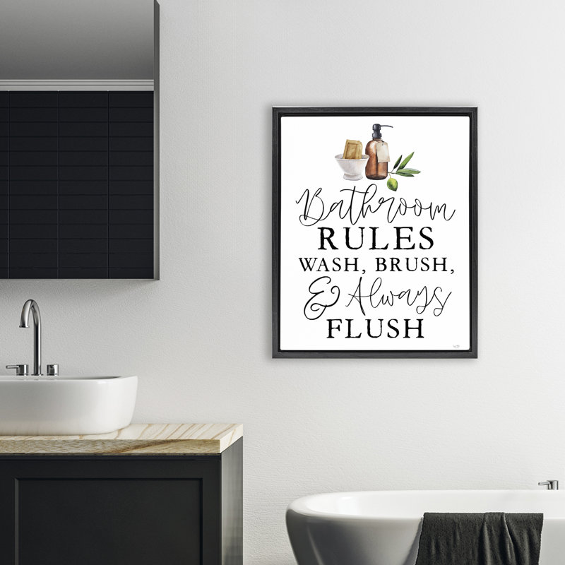 Cadre flottant Wash Brush & Always Flush, design par Lux + Me Designs, H 31 po x l 25 po, Cadre flottant noir de jais