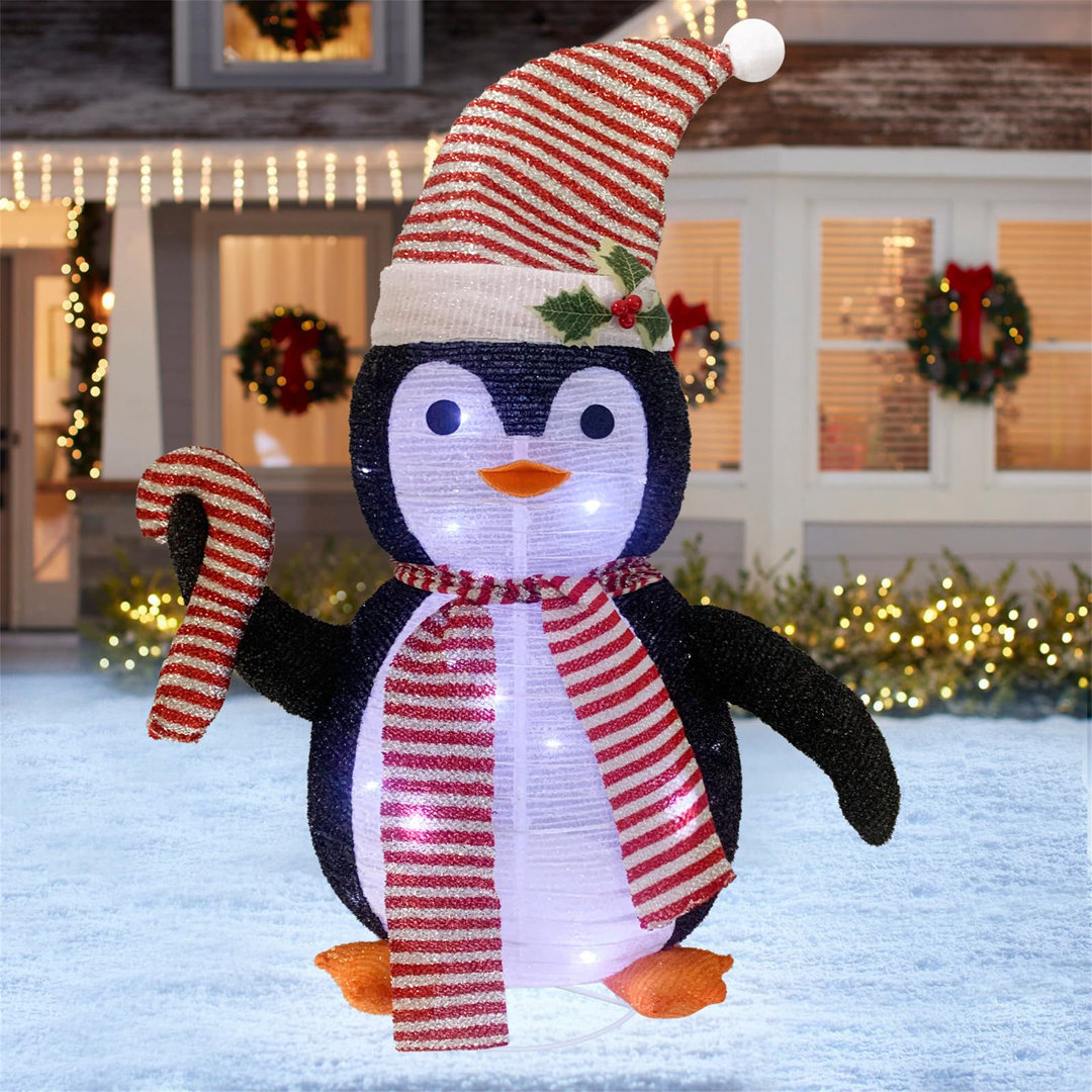 Mini LED Pinguin 77Cm Weihnachtsdeko,Beleuchtete Weihnachtsdekorationen Zusammenfaltbar Mit 40 LED-Lichter,Decorations F...