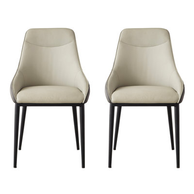 Stylish Modern PU Leather Dining Chair With Durable Metal Legs For Comfortable Dining by Corrigan Studio