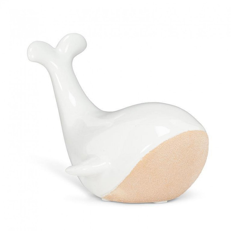 Figurine de baleine blanche brillante, H 4 po x l 4 po x P 5,5 po