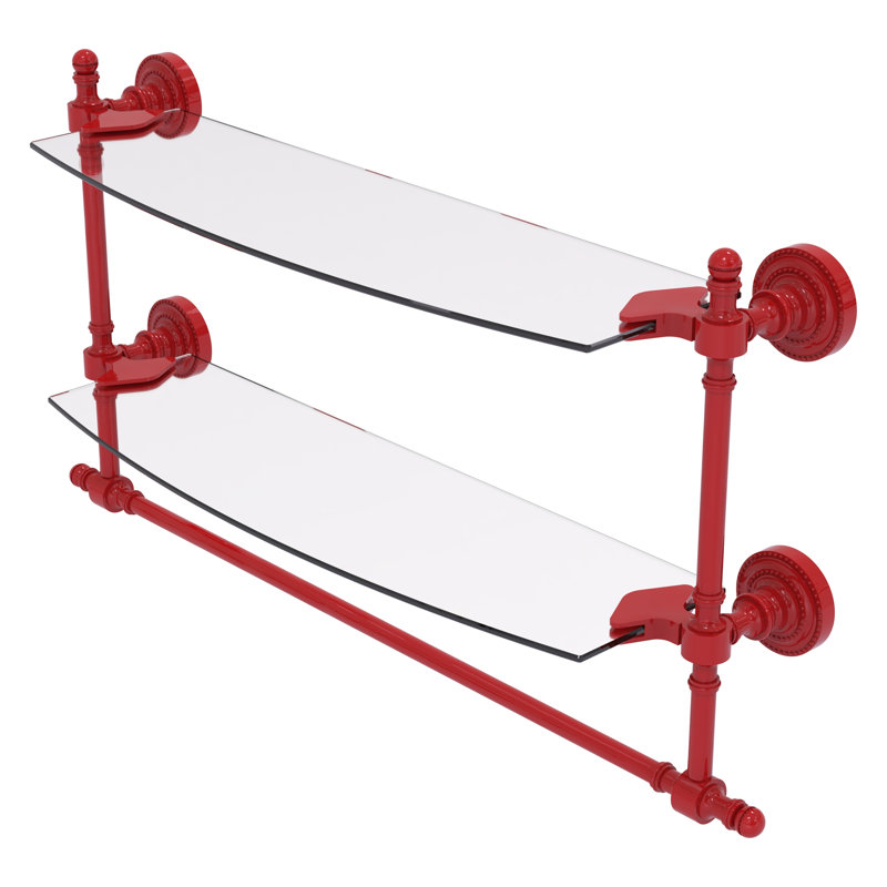 Tablette flottante avec porte-serviettes 2 pièces Retro Dot, H 15 po x l 18 po x P 5 po, Rouge pompier