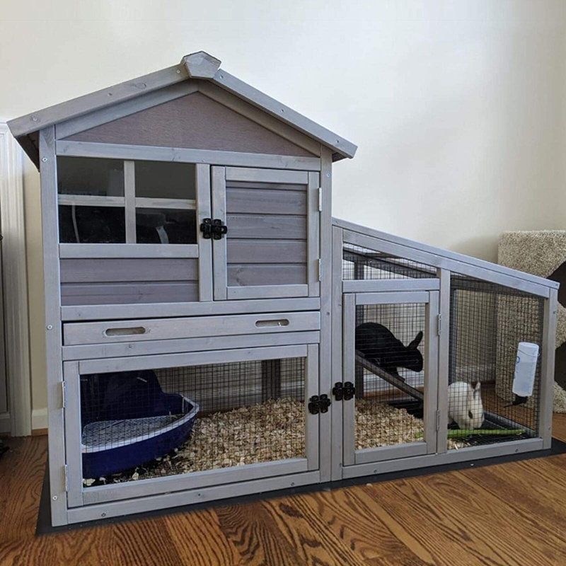 Rabbit Hutch Outdoor Chickecn Coop Indoor Bunny Cage With Pull Out Tray,upgrade Version,removable Bottom Wire Mesh 53.4" L X 23.6" W X 38.1" H