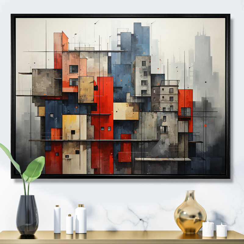 Abstract Architectures III - Reproduction, Cadre flottant noir, H 24 po x l 32 po x P 1 po