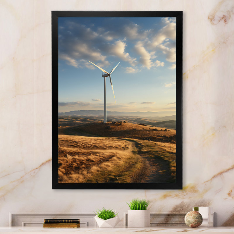 Wind Turbines Minimalist Motion I sur impression sur toile, Cadre simple noir, H 44 po x l 34 po x P 1,5 po
