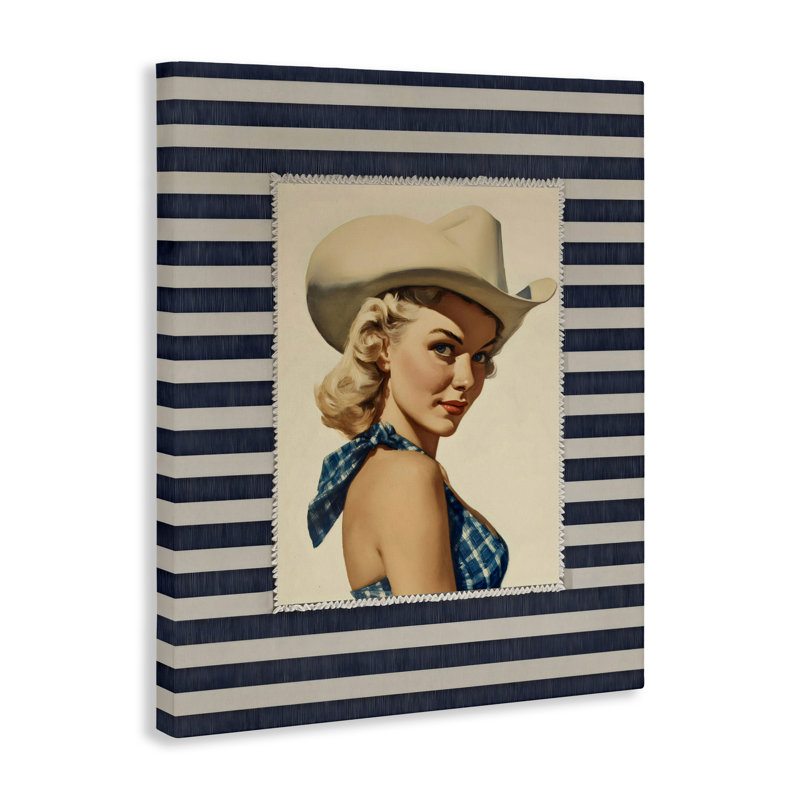 Toile rétro avec rayures de cow-boy, design par Arlington Prints, H 30 po x l 24 po