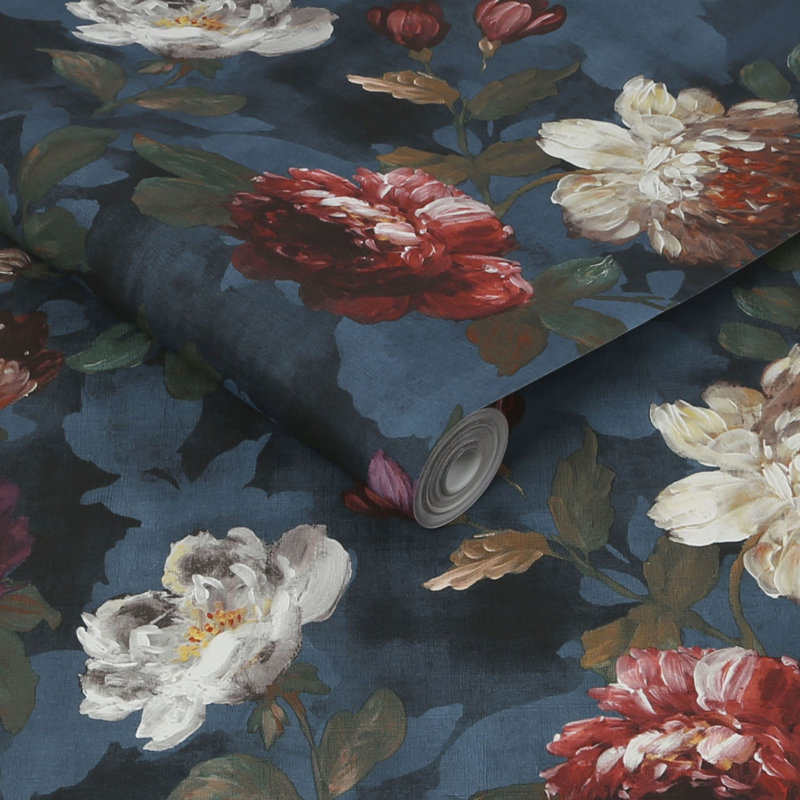 Superfresco Easy Isabelle Floral Wallpaper, Navy Blue