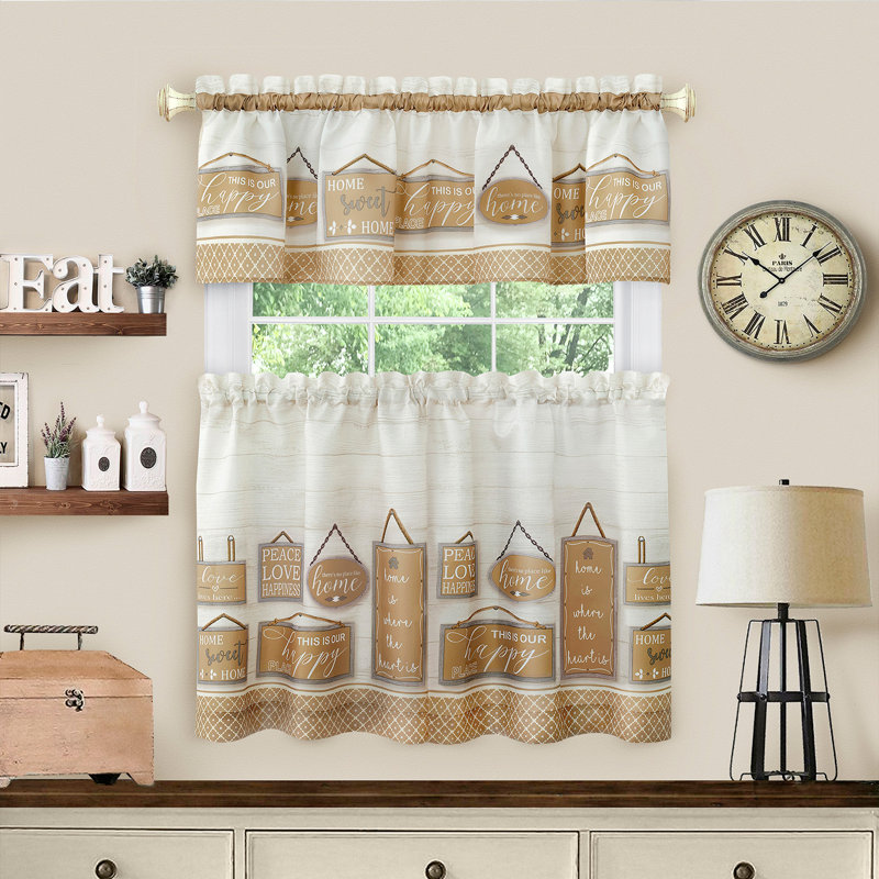 Rideau de cuisine Sioux, l 58 po x L 24 po, Brun clair