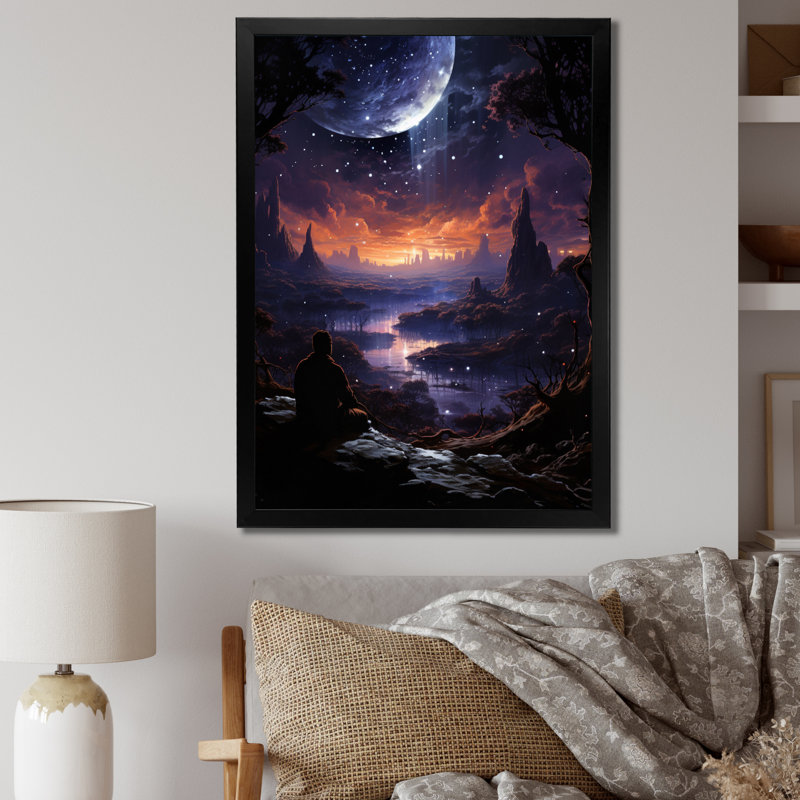 Auriol Astrology Star Gazing Realistic II, reproduction d'art sur toile, Cadre photo noir, H 20 po x l 12 po x P 1 po