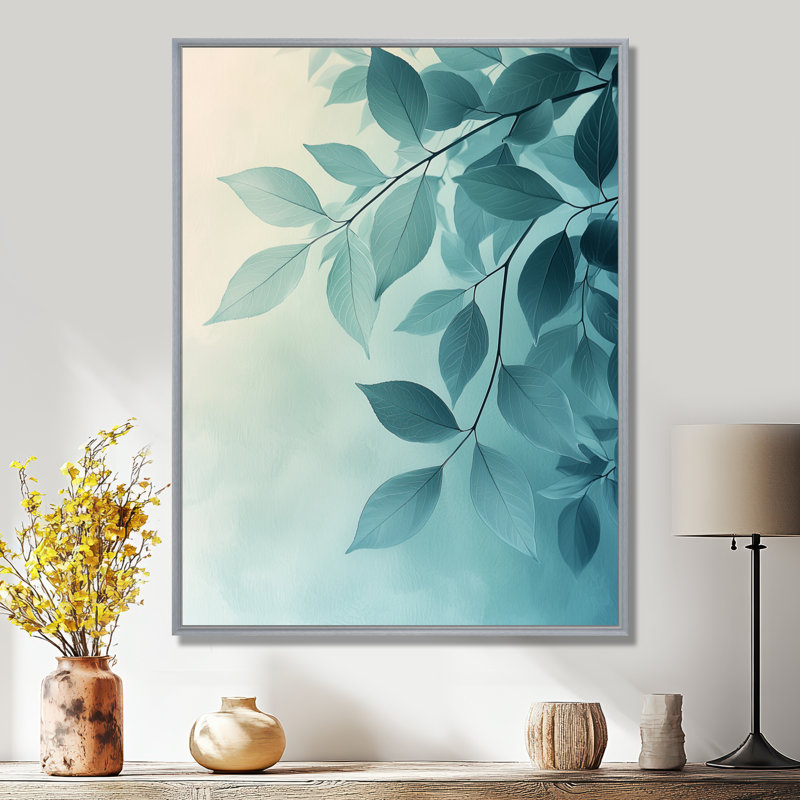 Jordyn Gradient Leaves Minimalisme Photo II - feuilles, art mural, H 40 po x l 30 po, Reproduction avec cadre flottant