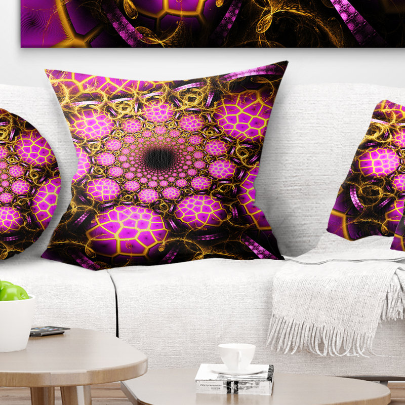 Grand coussin de conception à fleur fractale Abstract, 16 po x 1 po, Coussin décoratif