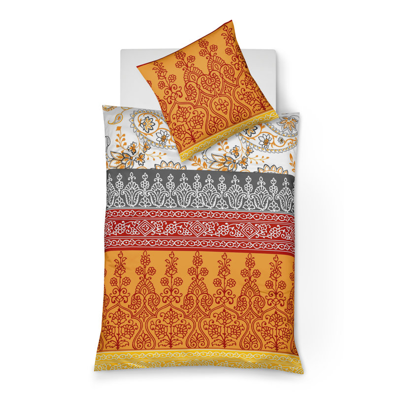 Milano 205 TC Duvet Cover Set, 155 x 220 cm - 1 Pillowcase (80 x 80 cm), Orange