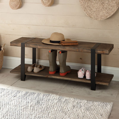 Modesto 48-Inch Solid Wood Entryway Bench with Storage Shelf