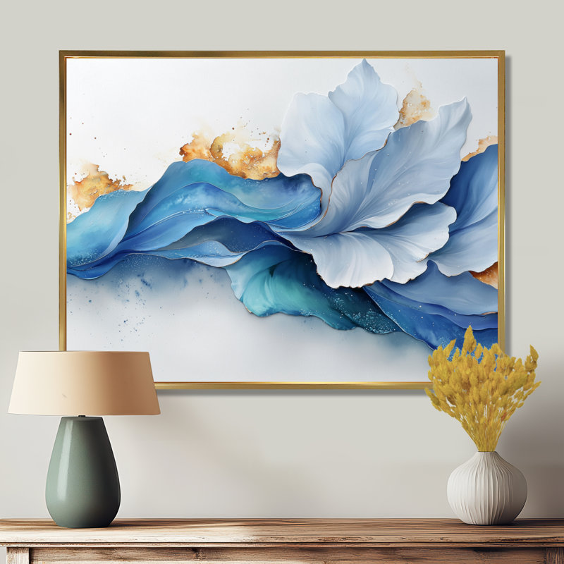 Raymer - Abstract Canvas Art Print, H 12 po x l 20 po, Impression encadrée flottante, Doré