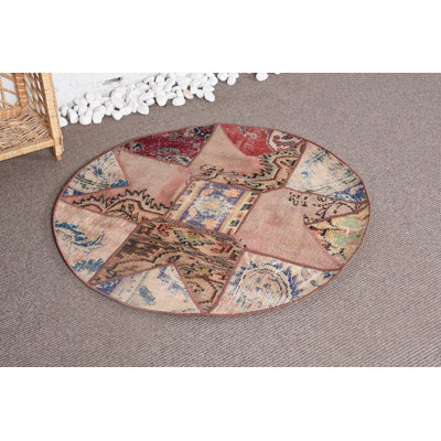 3.3x3.3 ft Small Rug, Modern Rug, Vintage Rugs, Brown Statement Rugs, Turkish Rugs
