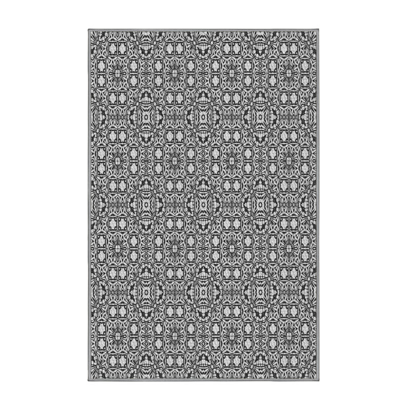 Tapis gris tissé à la machine, Rectangle 5 pi x 8 pi