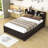 Sinem Platform Bed with Trundle and Storage Headboard-691033810-691033809