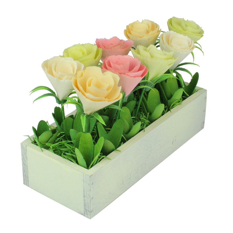 9.5" Yellow and White Potted Springtime Artificial Flowers
