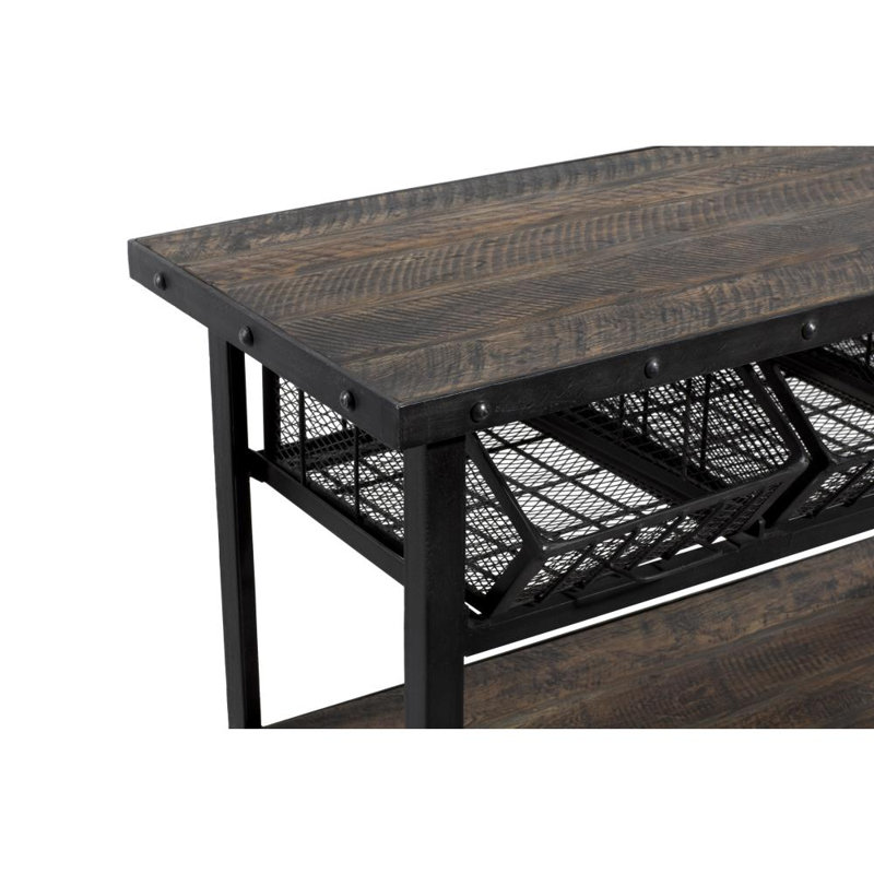 Black Metal Industrial Rolling Cart 3 Basket Drawers Console Table