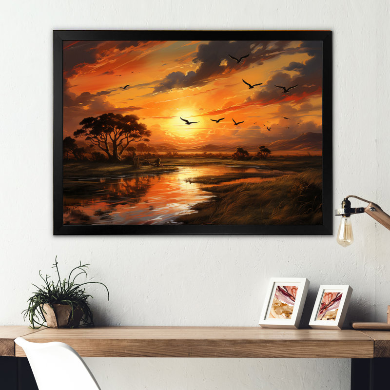 Vautour Photo On III - Paysages, art mural, salon, H 16 po x l 32 po x P 1 po, Cadre simple noir
