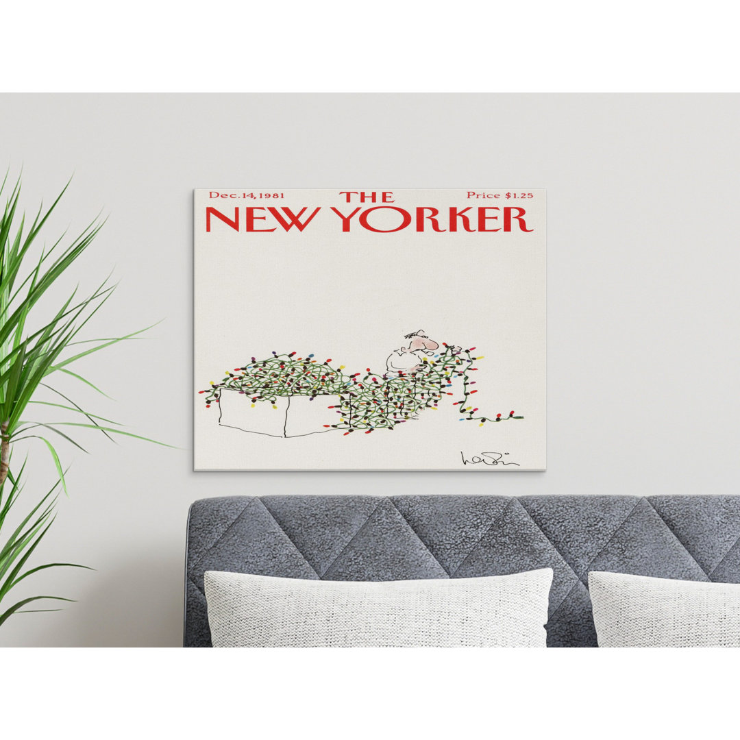 Tangled Christmas Lights Canvas Art Print, Vintage Holiday Decor, Funny Xmas Illustration Wall Art, Retro Seasonal Humor Gift Idea