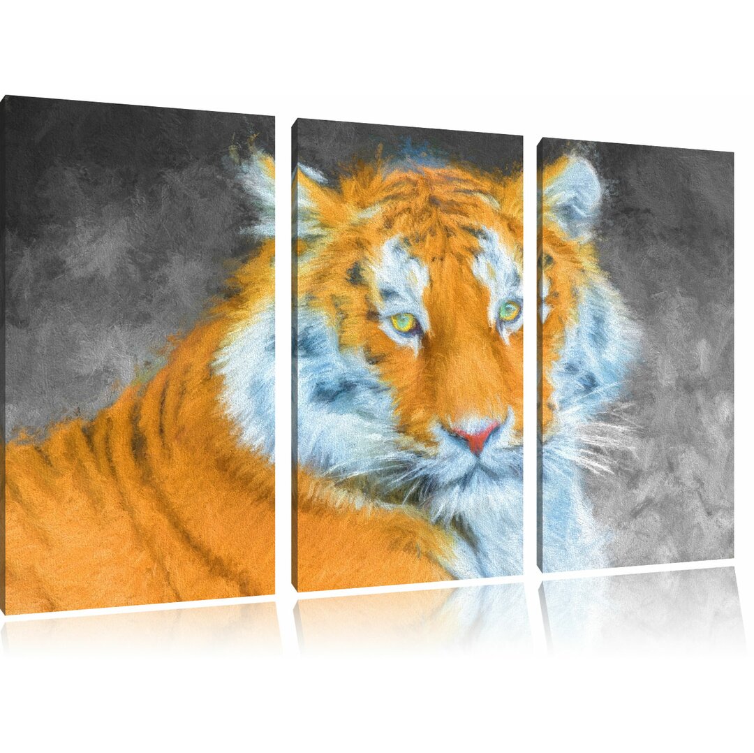 3-tlg. Leinwandbilder-Set Prächtiger Tiger, Kunstdruck