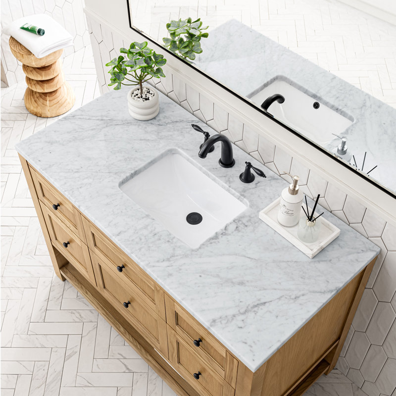 Breckenridge 48'' W Single Vanity, White Zeus, 8" Widespread, Light Natural Oak