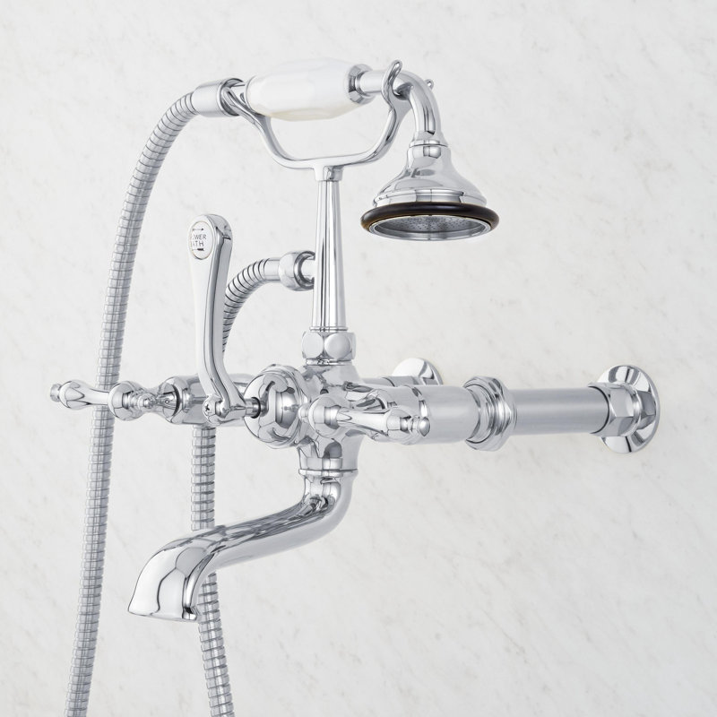 Telephone Style Wall Mounted Tub Faucet with Lever Handles, Chrome