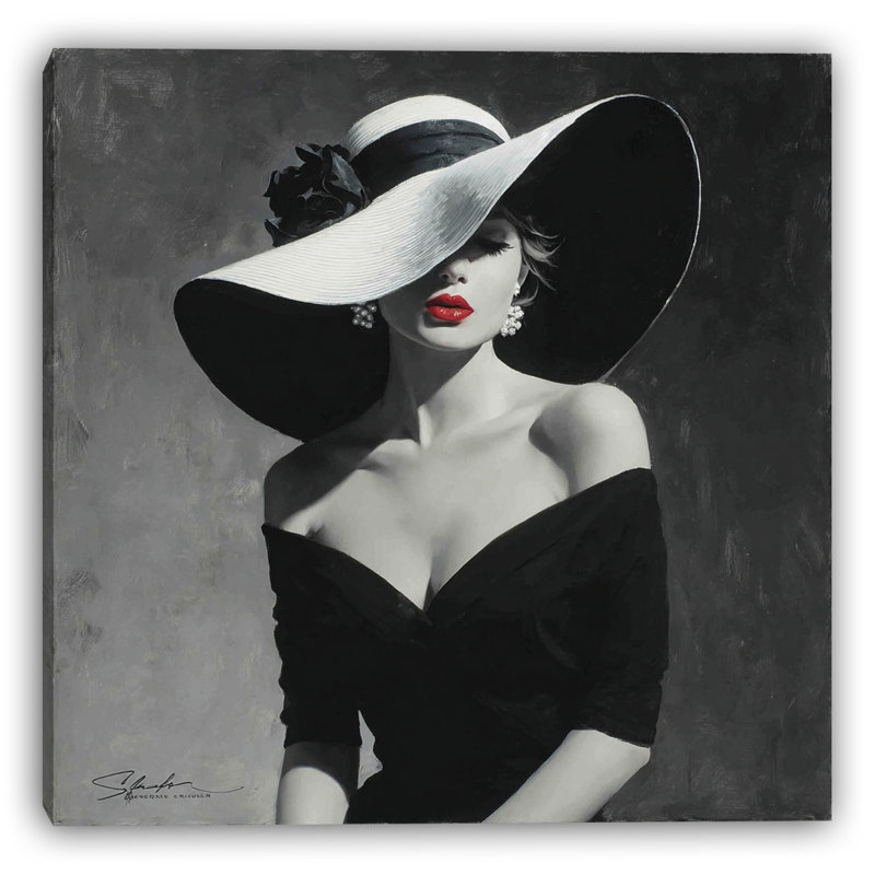 «Classic Lady in Large Hat», art mural sur toile tendue, H 30 po x l 30 po