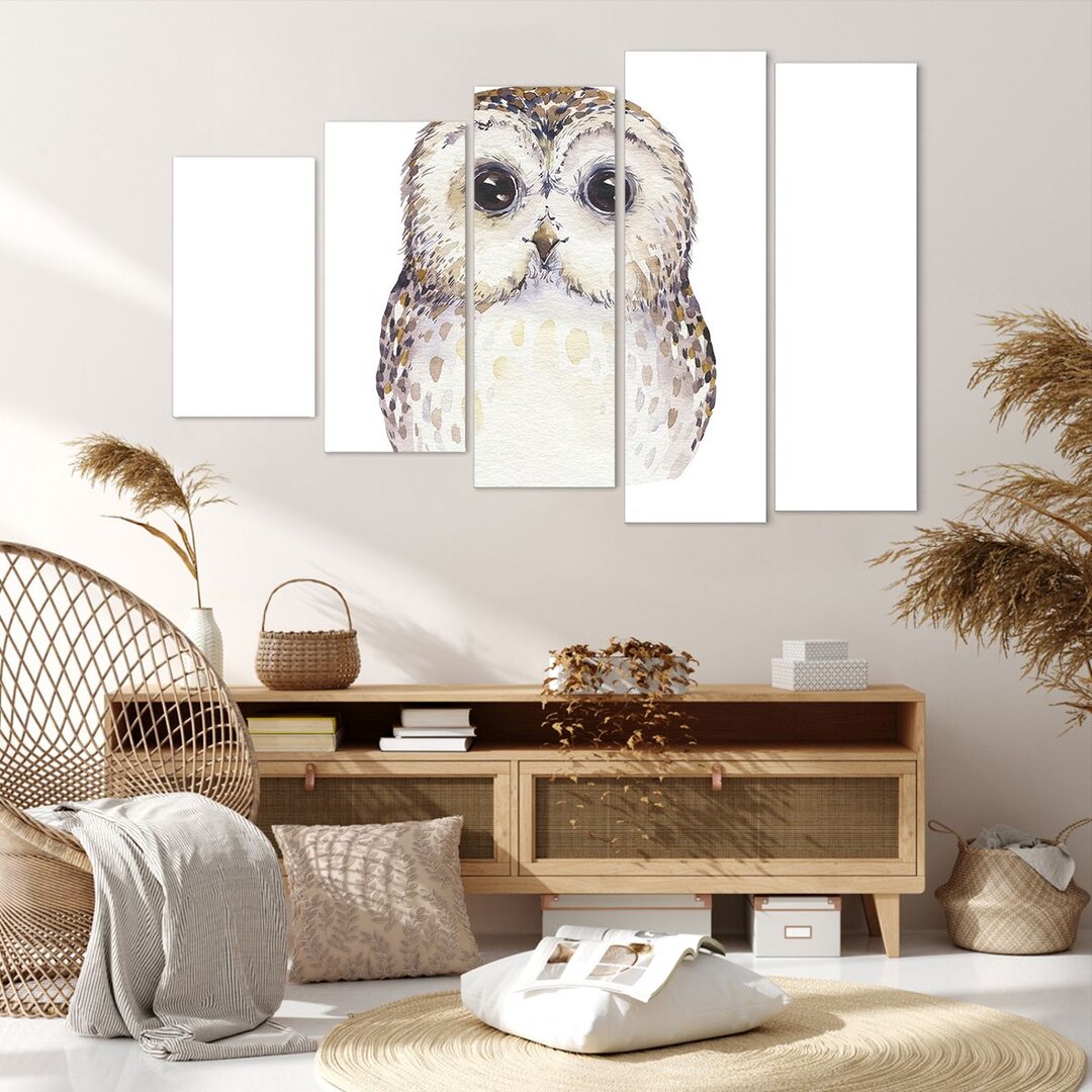 5-tlg. Leinwandbilder-Set Owl Tawny