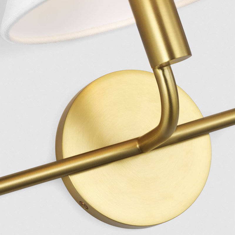 Sean Lavin Colfax Bathroom Bedroom Wall Fixture With White Linen Shade, 10.25" H x 29" W x 8.5" D, Burnished Brass, 3 Lights