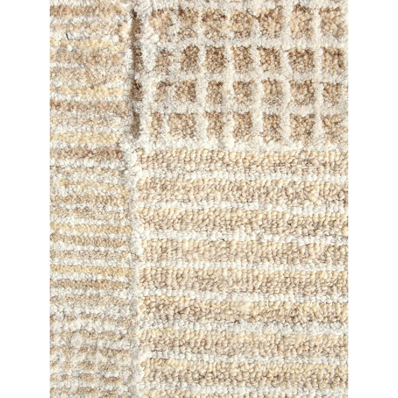 Zahi Hand Tufted Abstract Area Rug in Ivory/Beige, Rectangle 5' x 8'