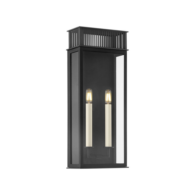 Textured Black Iron Sconce with Clear Glass Shade