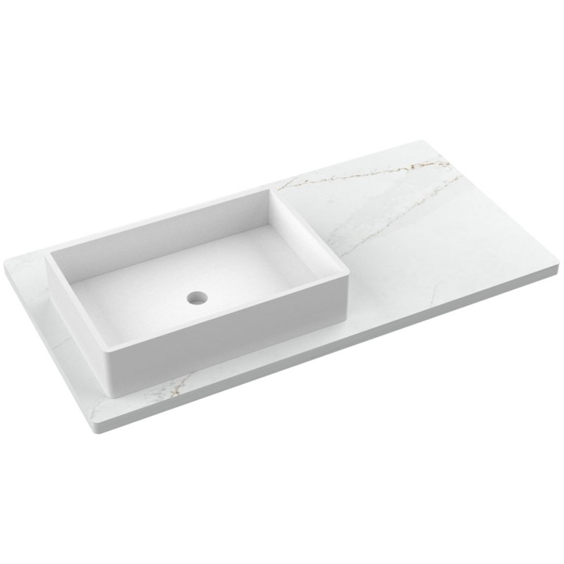 Gilded Single Left Bath Floating Vanity, 42", Natural Weathered