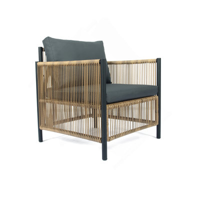 Ensemble de 2 canapés simples en osier brun avec coussin gris New Comming