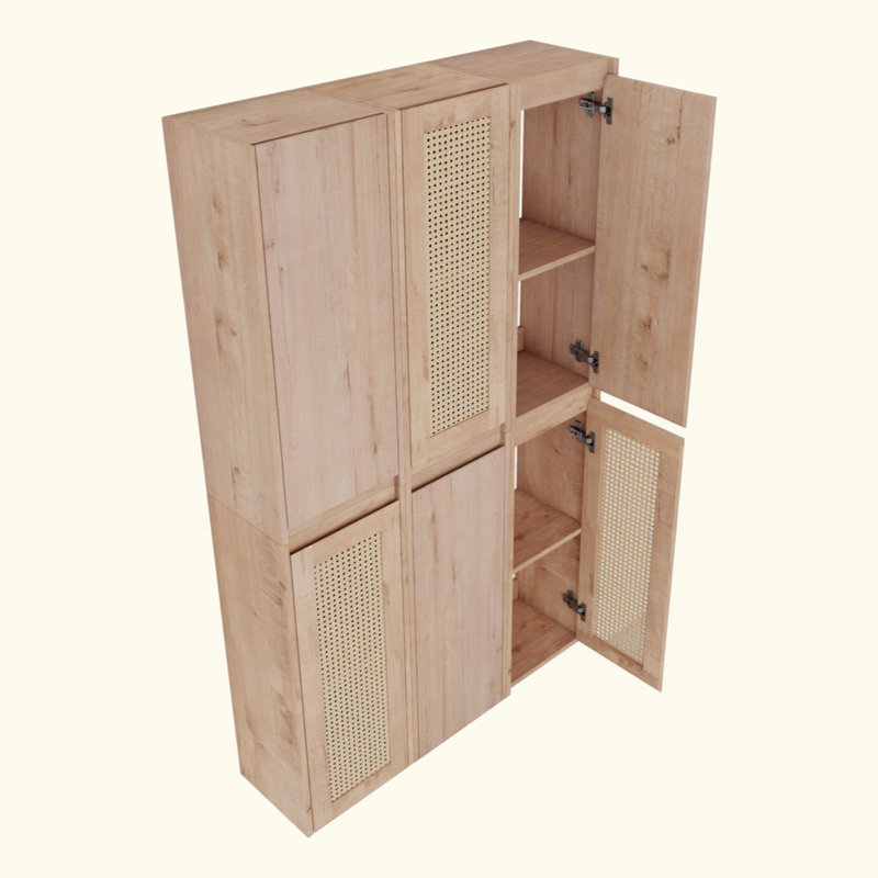 Armoire latérale de salle de bain 36 po, 6 portes à fermeture douce, conception à fixation flottante
