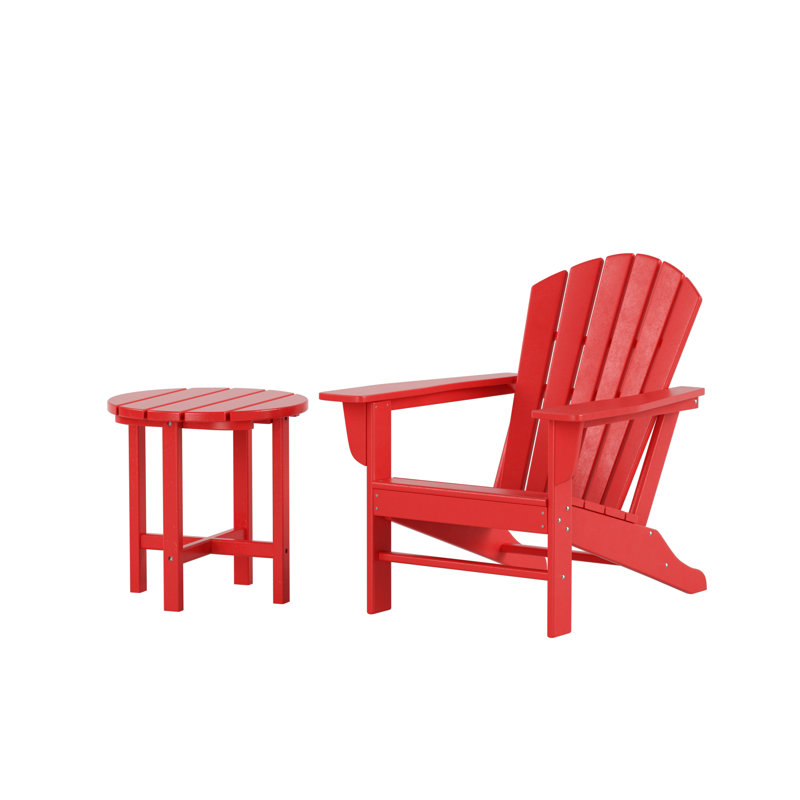 Chaise Adirondack en plastique / résine Altura avec table, Rouge