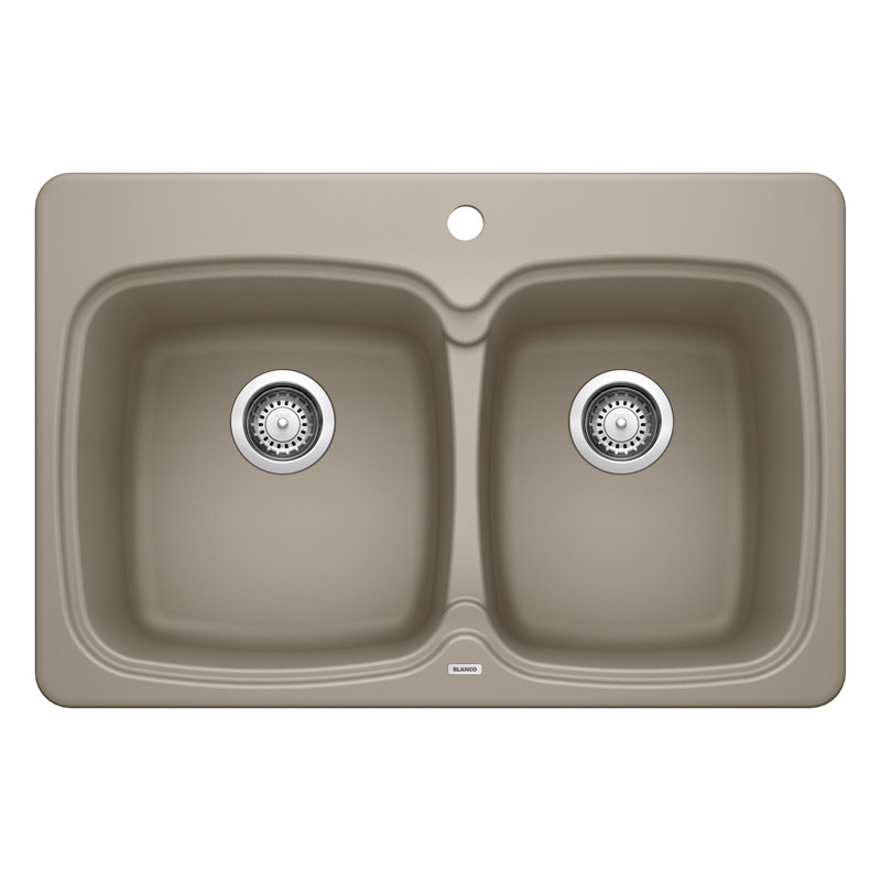 Évier de cuisine à double cuve encastrée avec accessoires Vienna L 31 po x l 21 po, Truffe