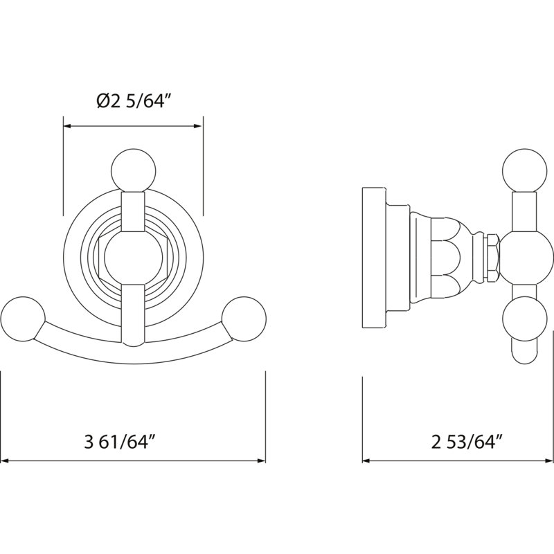 San Giovanni™ Wall Mount Double Robe Hook, Satin Nickel