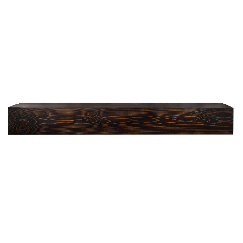 Haynor Solid Wood Fireplace Mantel Floating Shelf, Dark Walnut, 60", 9"