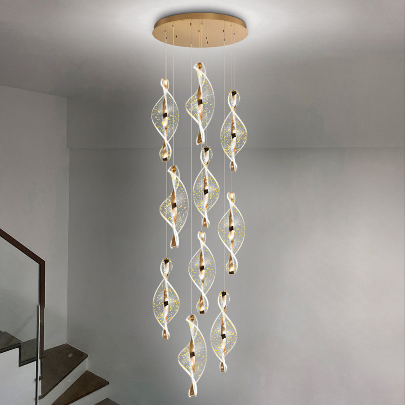 Lustre 10 lumières en acrylique, Gold