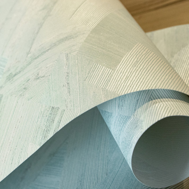 Slow Living Metallic Geometric Wallpaper Roll, Frost Mint