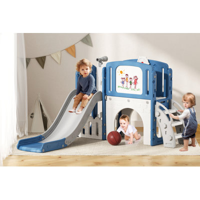 Ensemble de glissade 9 en 1 pour tout-petits, glissoire pour enfants avec planche à dessin pour cerceau de basketball pour tout-petits de 1 à 3 ans