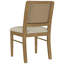 Table de salle à manger extensible Sand Wash 9, table rectangulaire extensible, dossiers en canne tissés à la main et sièges rembourrés en tissu crème pour un style d'évasion côtière avec du bois brun, espace de table confortable